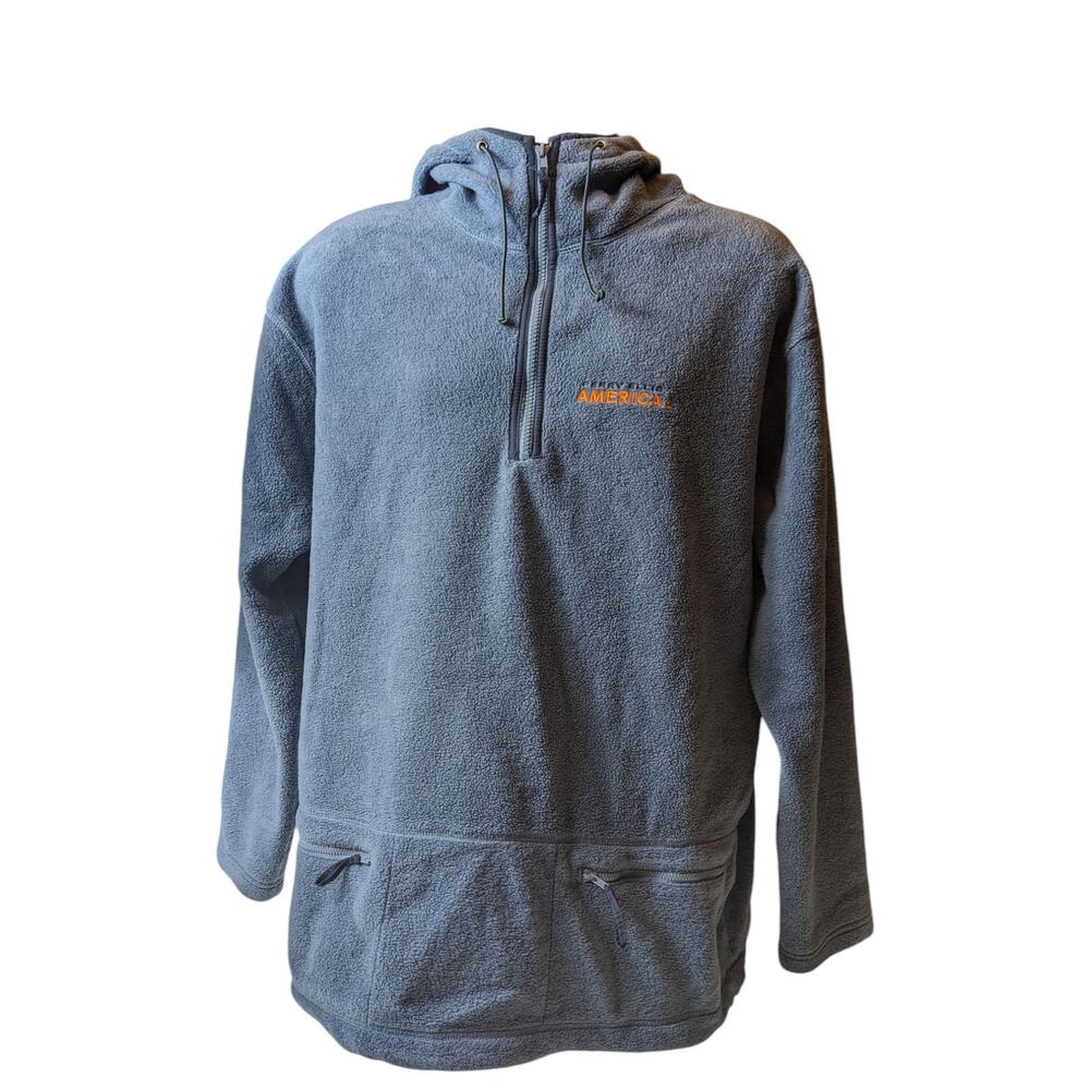 Perry Ellis Hoodie Mens Large Fleece Pullover Jacket Blue Zip Pockets Sweatshirt - Picture 9 of 16